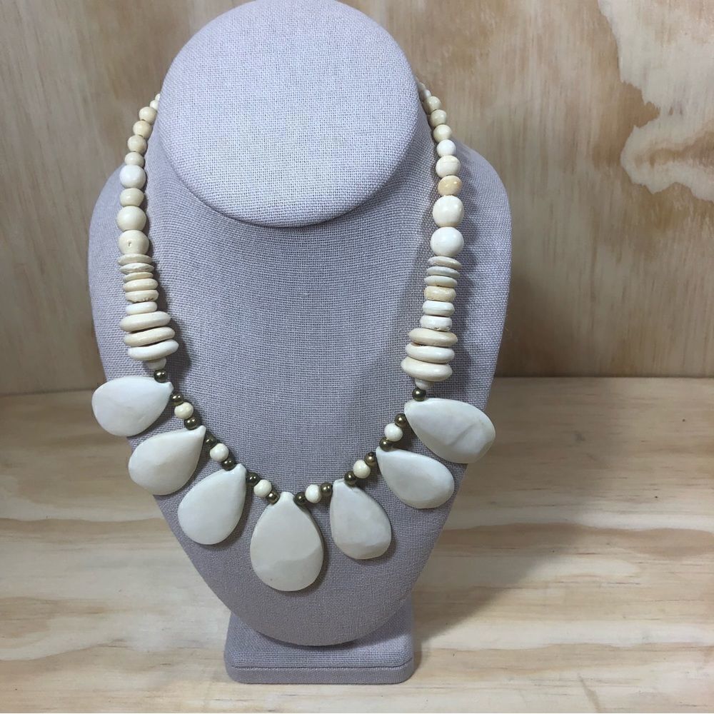 Vintage Unique Teardrop Bone Statement Necklace